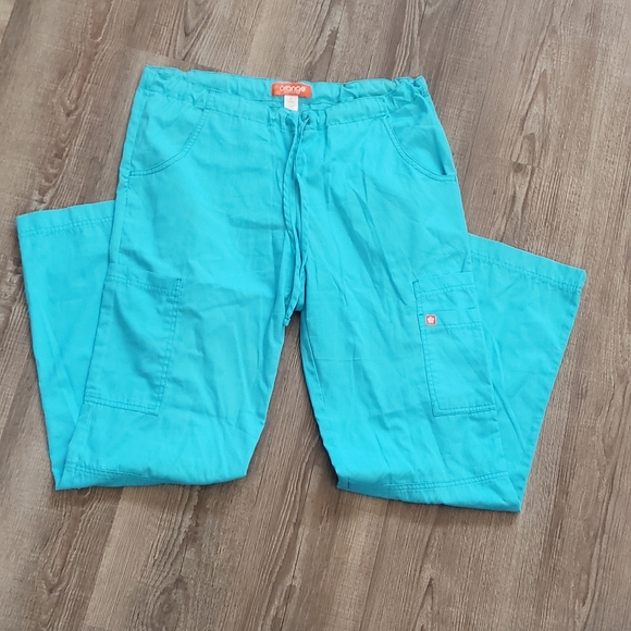 Orange standard aqua blue scrub pants size ST - Picture 2 of 3